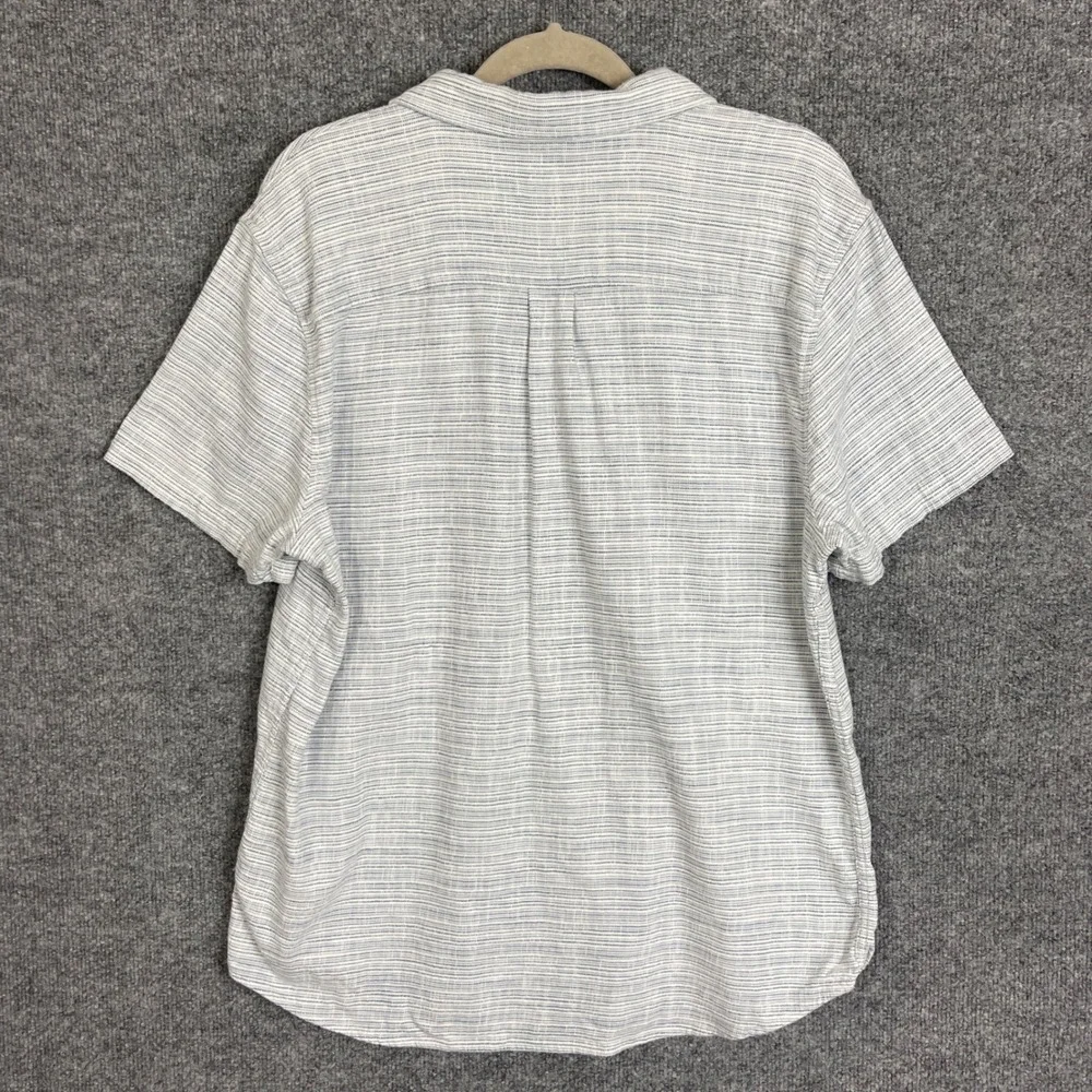 Marine Layer Button Down Shirt Mens Large White Excellent Short Sleeve Striped